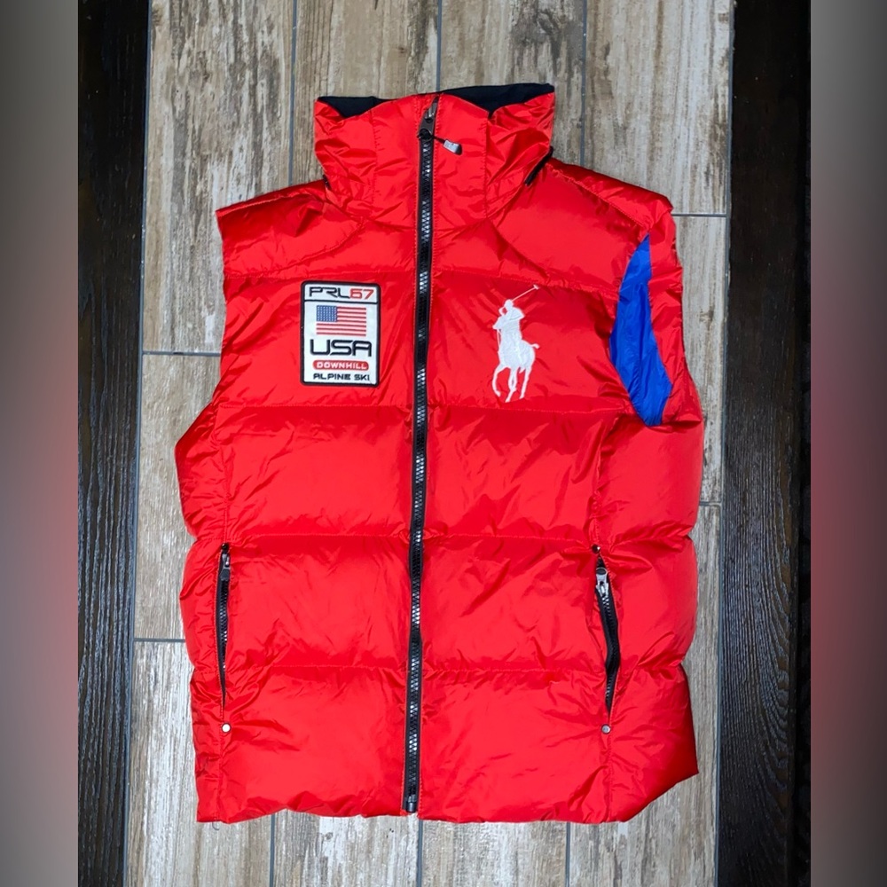 Vtg Red Polo Ralph Lauren Vest Jacket Men’s M Down Puffer USA Alpine Ski PRL67